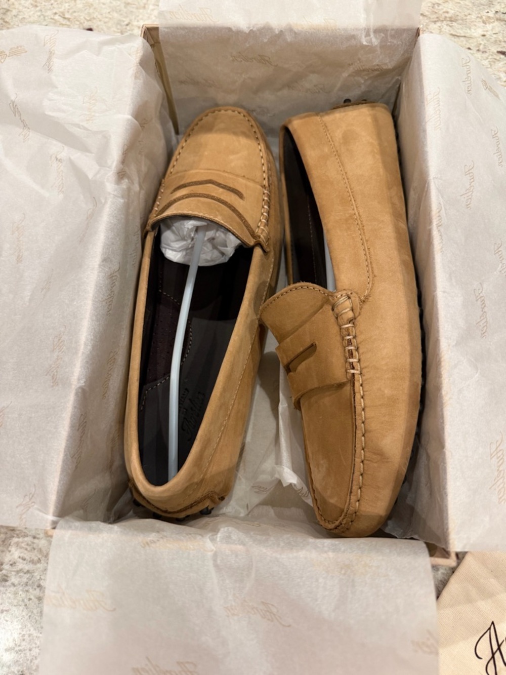Women’s Tan Suede Penny Loafers - Classic Driving Moccasins